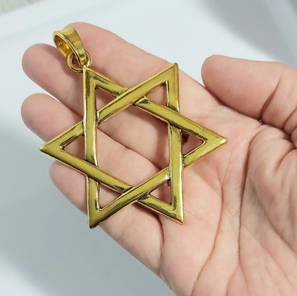 Gold Jewish Star Of David Necklace Pendant - Womens Mens Jewelry